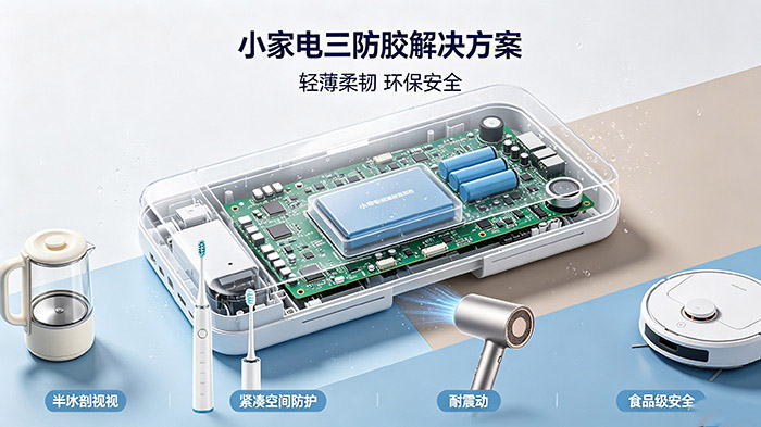 小家电三防胶解决方案|柔性有机硅树脂轻薄防护胶