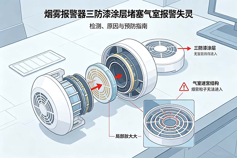 烟雾报警器三防漆涂层堵塞气室报警失灵 烟雾报警器三防漆涂层堵塞气室报警失灵