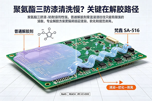 解胶剂清洗聚氨酯三防漆太慢?常温高效返修解决方案 解胶剂清洗聚氨酯三防漆太慢?常温高效返修解决方案