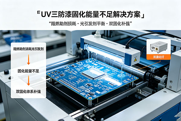 UV 三防漆无卤双固化漆阻燃助剂消耗光引发剂与固化能量不足解决方案 UV 三防漆无卤双固化漆阻燃助剂消耗光引发剂与固化能量不足解决方案